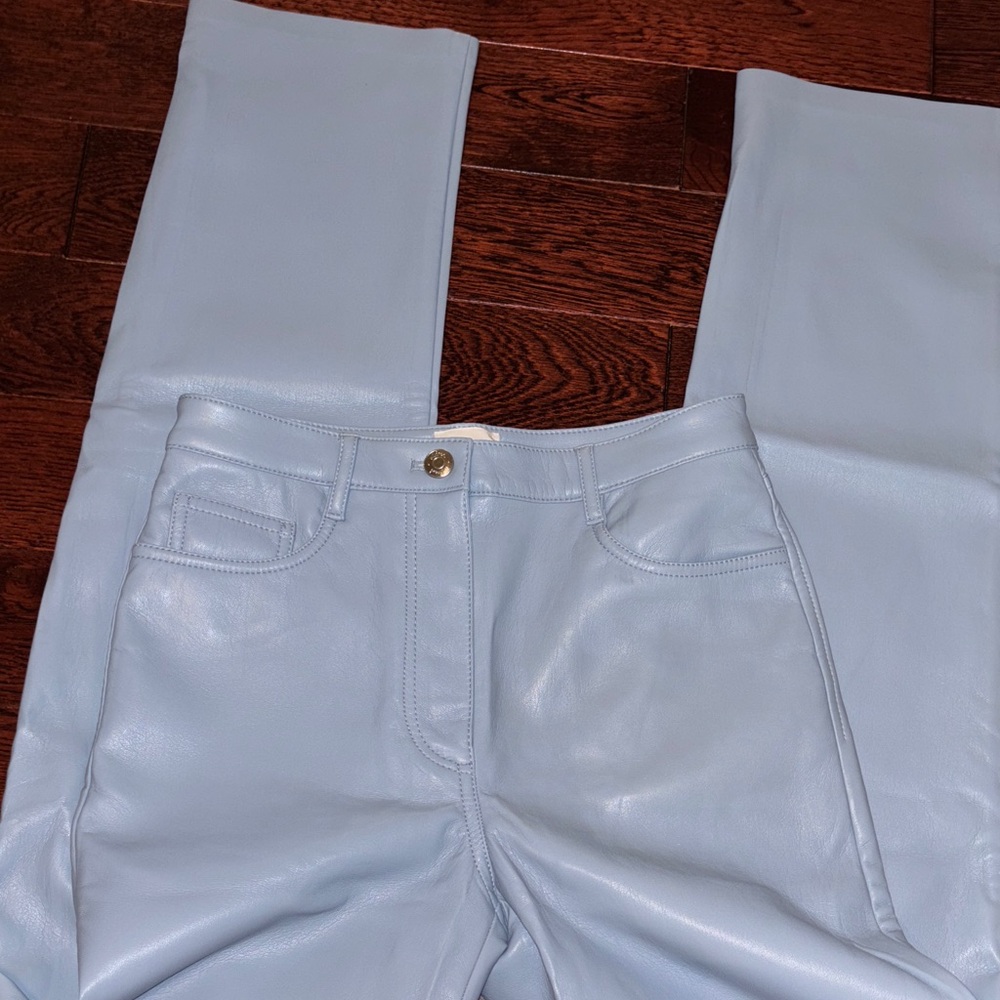 Aritzia Melina long baby Blue Leather Pants